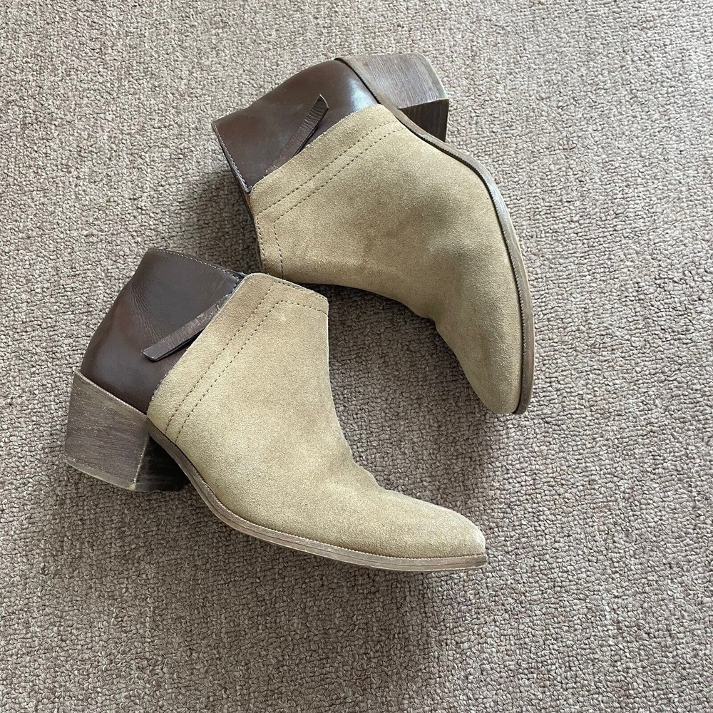 Madewell The Cait Leather Suede Ankle Boots Booties Brown Tan Women Size 6.5